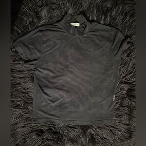 Cotton On XS woman’s black lace mesh Short Sleeve crop top tee